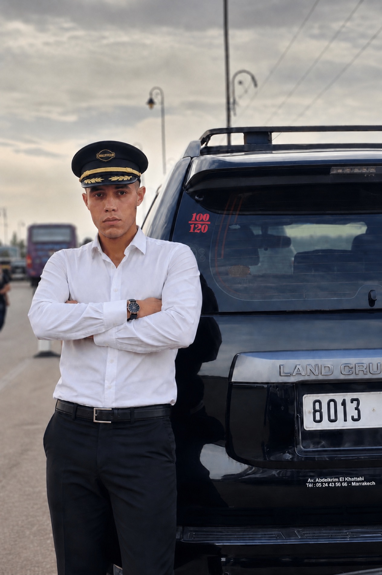 Mustapha beside the Land Cruiser in Marrakech
